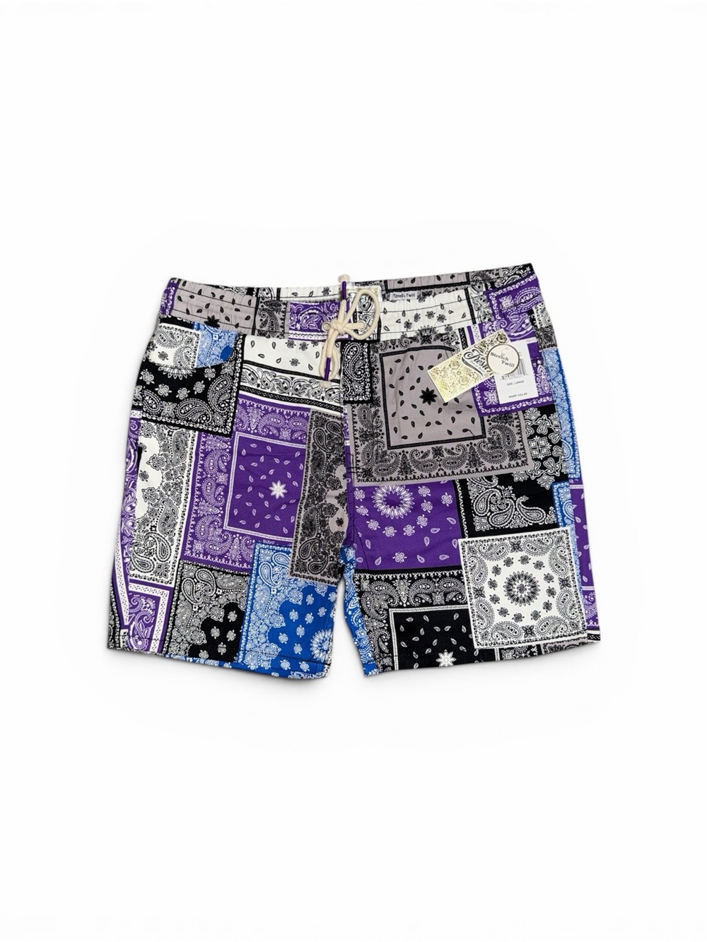 NWT Patchwork Bandana Print Shorts in Purple, Blue & Black